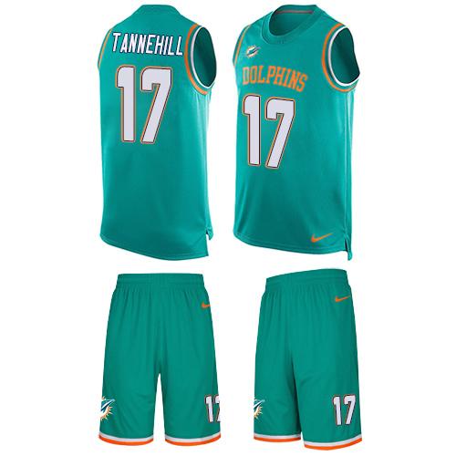 Nike Dolphins #17 Ryan Tannehill Aqua Green Team Color Men's Stitched NFL Limited Tank Top Suit Jersey - Click Image to Close